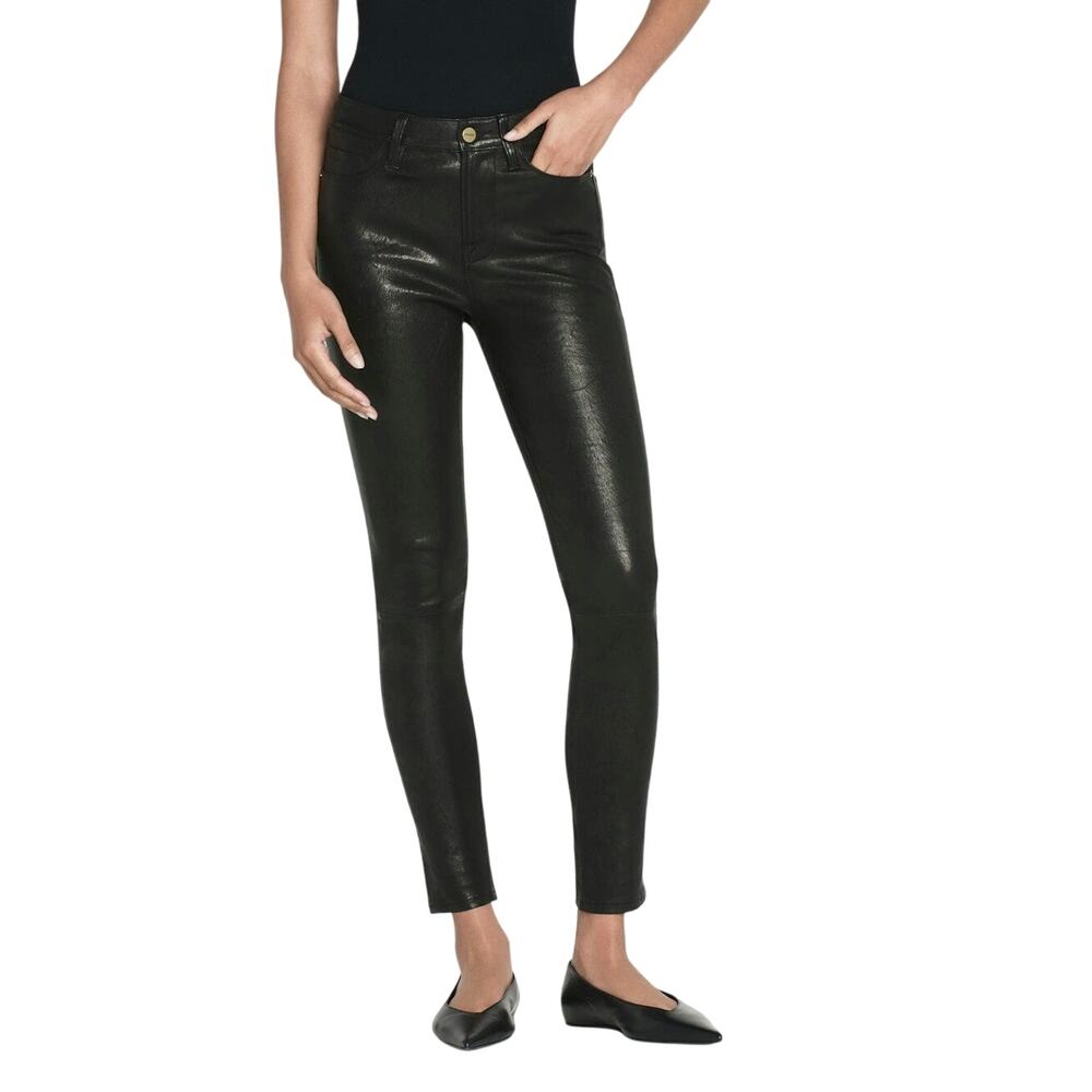 FRAME Atelier Le Skinny De‎ Jeanne TMid-Rise Faux Vegan Leather Pants Sz 24